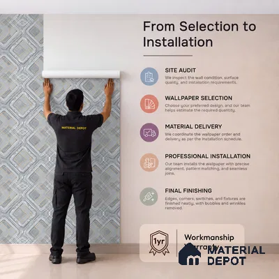 AA100604 | Grey & Gold Marble Square Lattice PVC Patterned Wallpaper - 9.5 Meter x 21 Inch, 55 Sq. Ft. (Min. 15% Wastage)