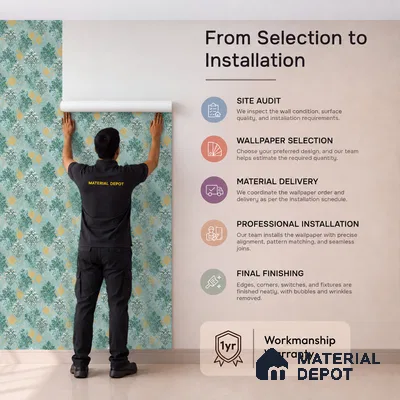 23830 | 10 Meter x 21 Inches Damask Look Wallpaper - 57.41 Sq. Ft. | Minimum 15% wastage during installation