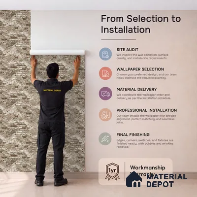 23869 | 10 Meter x 21 Inches Brick Look Wallpaper - 57.41 Sq. Ft. | Minimum 15% wastage during installation