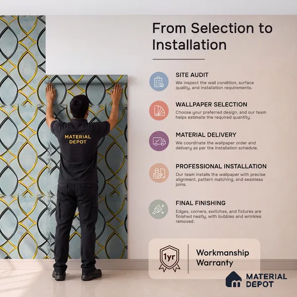 WK160-17 | Blue Lattice Gold Patterned Wallpaper - 10 Meter x 21 Inches, 57.37 Sq. Ft. (Min. 15% Wastage)