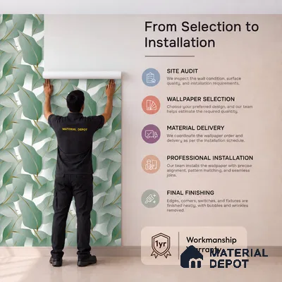 1132 | Green Eucalyptus Leaves Floral Wallpaper - 10 Meter x 21 Inches, 57.37 Sq. Ft. (Min. 15% Wastage)