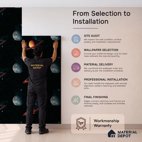 5164-1 | 4 Meter x 42 Inches Space Look Wallpaper - 45.94 Sq. Ft. | Minimum 15% wastage during installation