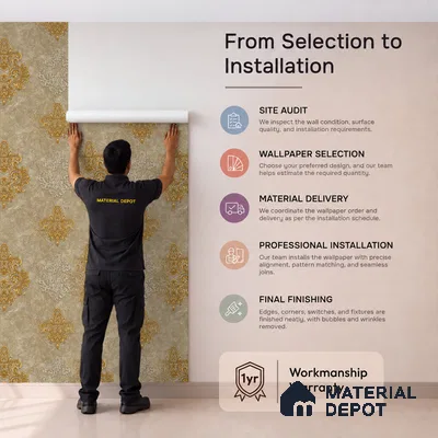 1144 | 10 Meter x 21 Inches Damask Look Wallpaper - 57.37 Sq. Ft. | Minimum 15% wastage during installation