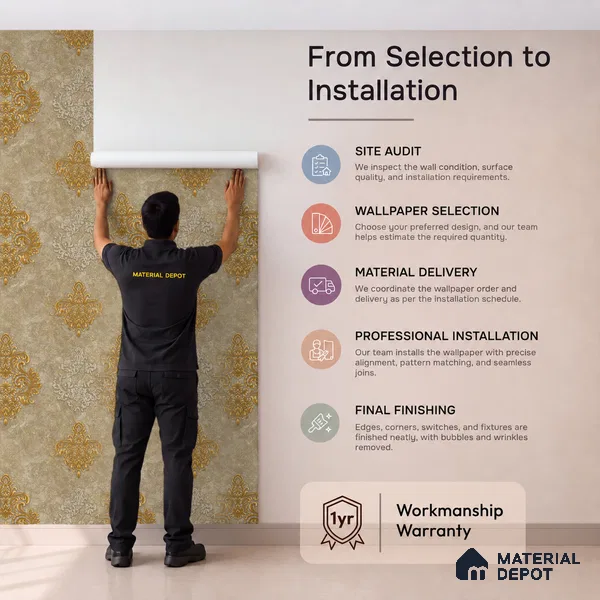 1144 | 10 Meter x 21 Inches Damask Look Wallpaper - 57.37 Sq. Ft. | Minimum 15% wastage during installation