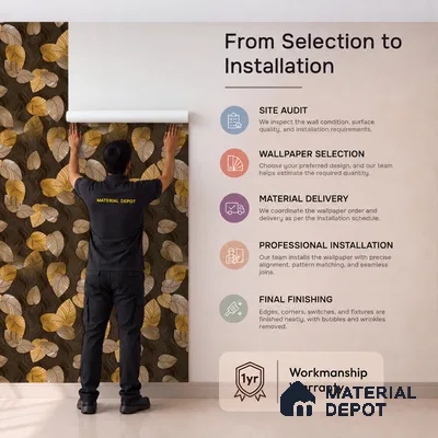 1105 | Brown Scattered Leaves Floral Wallpaper - 10 Meter x 21 Inches, 57.37 Sq. Ft. (Min. 15% Wastage)