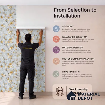 1118 | Grey Ogee Yellow Blossom Floral Wallpaper - 10 Meter x 21 Inches, 57.37 Sq. Ft. (Min. 15% Wastage)