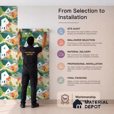 5172-1 | Multicolour Village Houses Kids Look Wallpaper 4 Meter x 42 Inches - 45.94 Sq. Ft. | Minimum 15% wastage during installation