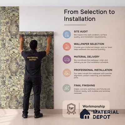 WK160-05 | Blue Floral Damask Patterned Wallpaper - 10 Meter x 21 Inches, 57.37 Sq. Ft. (Min. 15% Wastage)