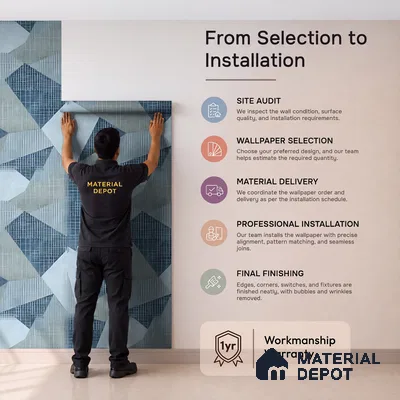 WK160-24 | Slate Blue Faceted Triangle Block Patterned Wallpaper - 10 Meter x 21 Inches, 57.37 Sq. Ft. (Min. 15% Wastage)