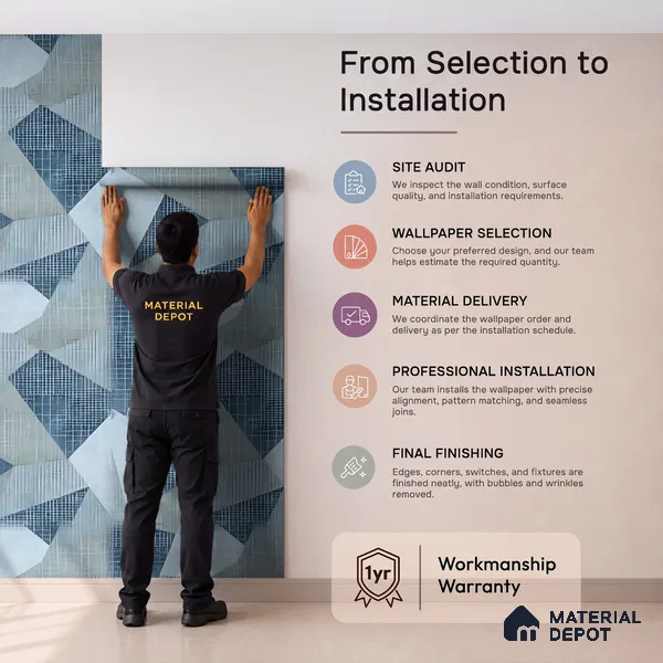 WK160-24 | Slate Blue Faceted Triangle Block Patterned Wallpaper - 10 Meter x 21 Inches, 57.37 Sq. Ft. (Min. 15% Wastage)