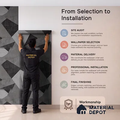 WK160-21 | Charcoal Grey Faceted Triangle Block Patterned Wallpaper - 10 Meter x 21 Inches, 57.37 Sq. Ft. (Min. 15% Wastage)