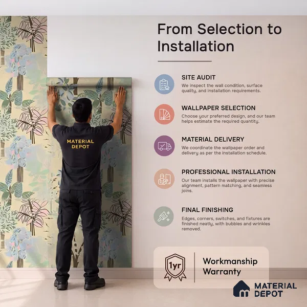 WK160-51 | 10 Meter x 21 Inches Tropical Look Wallpaper - 57.37 Sq. Ft. | Minimum 15% wastage during installation