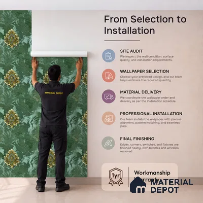 170-40 | 9.6 Meter x 20.87 Inches Damask Look Wallpaper - 54.77 Sq. Ft. | Minimum 15% wastage during installation