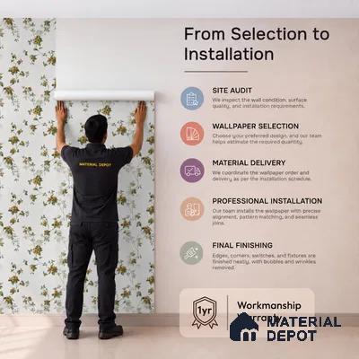 170-38 | Mustard Gold Rose Trail Floral Wallpaper - 9.6 Meter x 20.87 Inches, 54.77 Sq. Ft. (Min. 15% Wastage)