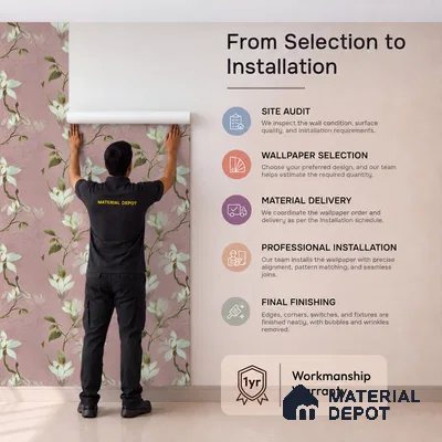 170-26 | Pink White Magnolia Floral Wallpaper - 9.6 Meter x 20.87 Inches, 54.77 Sq. Ft. (Min. 15% Wastage)