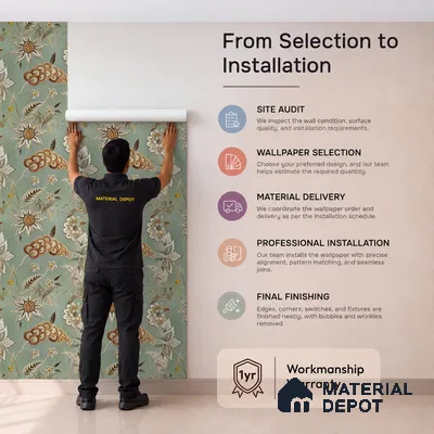170-24 | Green Jacobean Bloom Floral Wallpaper - 9.6 Meter x 20.87 Inches, 54.77 Sq. Ft. (Min. 15% Wastage)