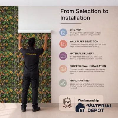 170-52 | Orange Blossom Grey Fence Floral Wallpaper - 9.6 Meter x 20.87 Inches, 54.77 Sq. Ft. (Min. 15% Wastage)