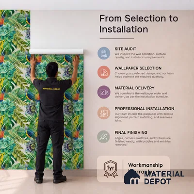 WP-1400 | Pearl Grey Succulent Jungle Floral Wallpaper - 9.5 Meter x 21 Inches, 54 Sq. Ft. (Min. 15% Wastage)