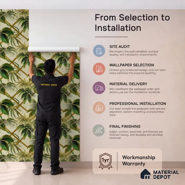 WP-1410 | 9.5 Meter x 21 Inches Tropical Look Wallpaper - 54 Sq. Ft.  | Minimum 15% wastage during installation