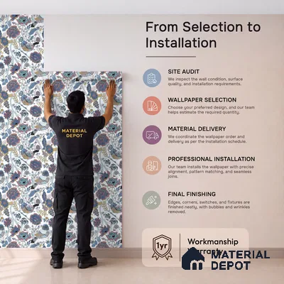 8011 | 10 Meter x 21 Inches Chinoserie Look Wallpaper - 57.41 Sq. Ft.