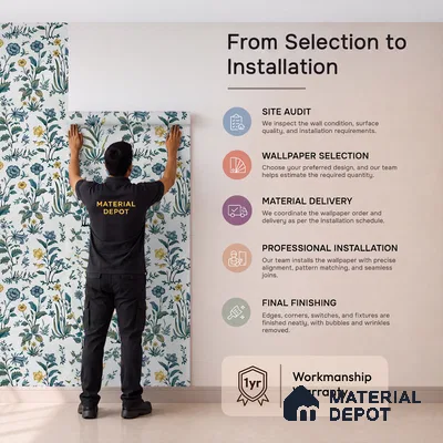 8039 | Blue Wildflower Garden Floral Wallpaper - 10 Meter x 21 Inches, 57.41 Sq. Ft.