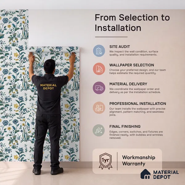 8039 | Blue Wildflower Garden Floral Wallpaper - 10 Meter x 21 Inches, 57.41 Sq. Ft.