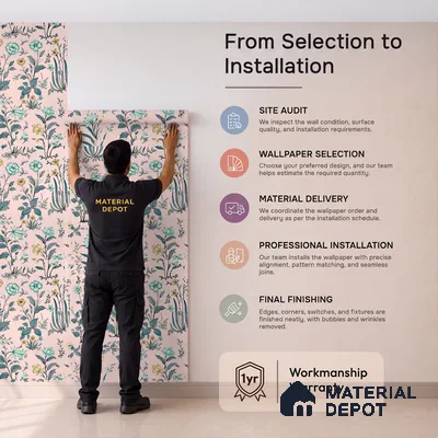 8040 | Pink Wildflower Garden Floral Wallpaper - 10 Meter x 21 Inches, 57.41 Sq. Ft.