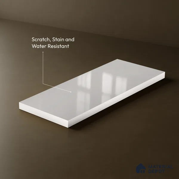 LM 23474 (HG 406) Off White 8 ft x 4 ft High Gloss Finish Decorative Laminate - 1 mm | Suitable for Living Room, Kitchen, Office