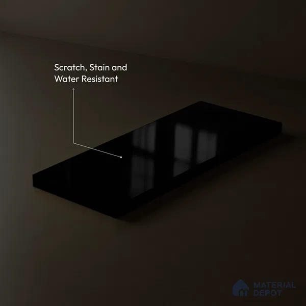 LM 23484 (HG 405) Deep Black 8 ft x 4 ft High Gloss Finish Decorative Laminate - 1 mm | Suitable for Living Room, Kitchen, Office
