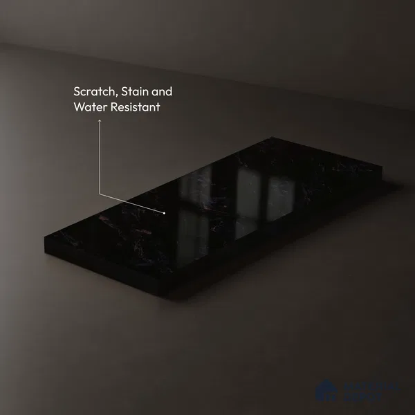 LM 23499 Ebony Galaxy 8 ft x 4 ft High Gloss Finish Decorative Laminate - 1 mm | Suitable for TV Unit, Wardrobe, Kitchen Cabinets