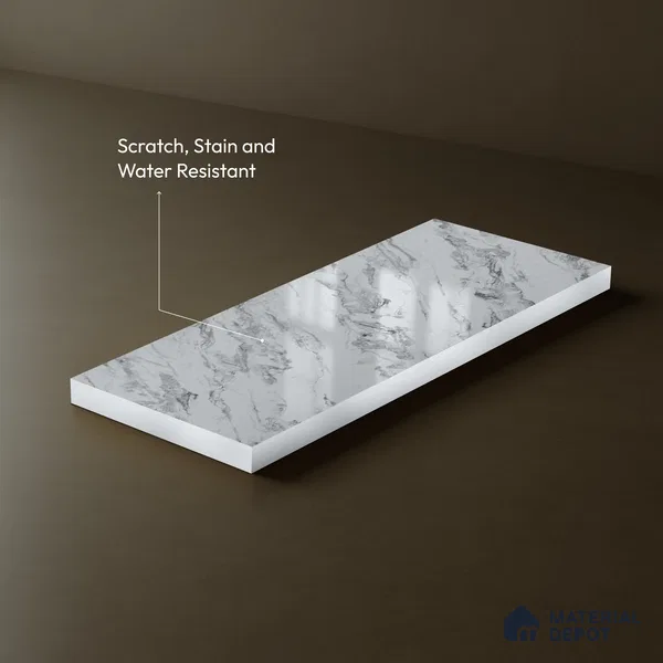 LM 23500 Calacatta Cloud 8 ft x 4 ft High Gloss Finish Decorative Laminate - 1 mm | Suitable for TV Unit, Wardrobe, Kitchen Cabinets