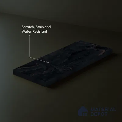 LM 23505 Jet Black Marble 8 ft x 4 ft High Gloss Finish Decorative Laminate - 1 mm | Suitable for TV Unit, Wardrobe, Kitchen Cabinets