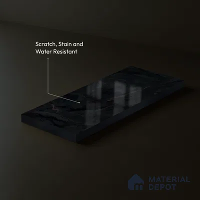 LM 23546 (SPU 7282) Jet Black Marble 8 ft x 4 ft Silky PU Finish Decorative Laminate - 1 mm | Suitable for TV Unit, Wardrobe, Kitchen Cabinets
