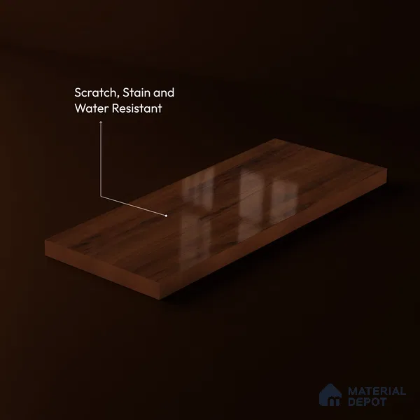 Wooden Look LM 23567 (HG 7117) Cacao Bean 8 ft x 4 ft High Gloss Finish Decorative Laminate - 1 mm | Suitable for TV Unit, Wardrobe, Kitchen Cabinets