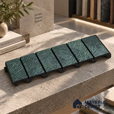 PN 06990 Cement Look Louver1 9.5 ft x 0.83 ft Texture Finish  - 10 mm | Suitable for Feature Wall, TV Unit & Living Room
