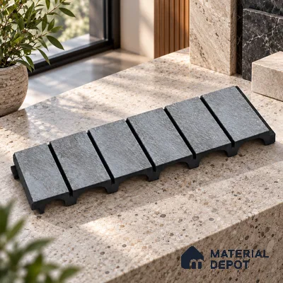 PN 06966 Marble Look Louver1 8 ft x 0.83 ft Texture Finish  - 10 mm | Suitable for Feature Wall, TV Unit & Living Room