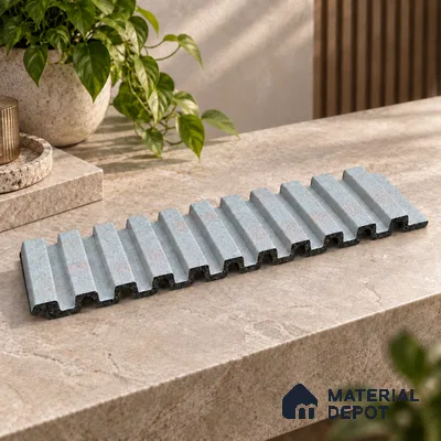 PN 06975 Stone Look Louver1 8 ft x 0.83 ft Texture Finish  - 10 mm | Suitable for Feature Wall, TV Unit & Living Room