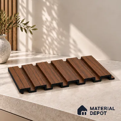 PN 07670 Wood Look Louver 9.5 ft x 0.83 ft Texture Finish  - 10 mm | Suitable for Feature Wall, TV Unit & Living Room