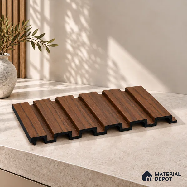 PN 07670 Wood Look Louver 9.5 ft x 0.83 ft Texture Finish - 10 mm | Suitable for Feature Wall, TV Unit & Living Room