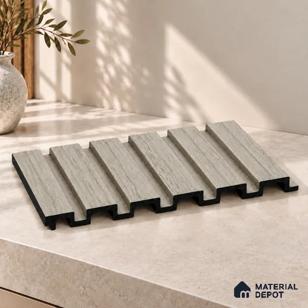 PN 07649 Wood Look Louver 8 ft x 0.83 ft Texture Finish - 10 mm | Suitable for Feature Wall, TV Unit & Living Room