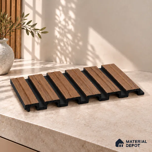 PN 07652 Wood Look Louver 8 ft x 0.83 ft Texture Finish - 10 mm | Suitable for Feature Wall, TV Unit & Living Room