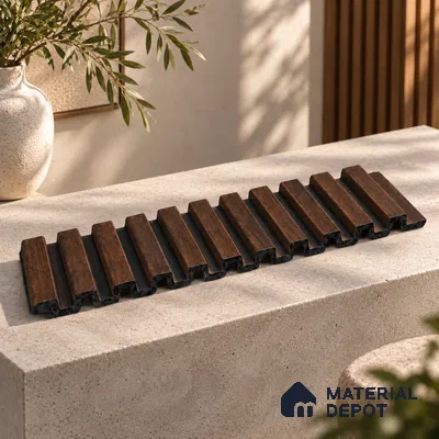 PN 07654 Wood Look Louver 8 ft x 0.83 ft Texture Finish  - 10 mm | Suitable for Feature Wall, TV Unit & Living Room