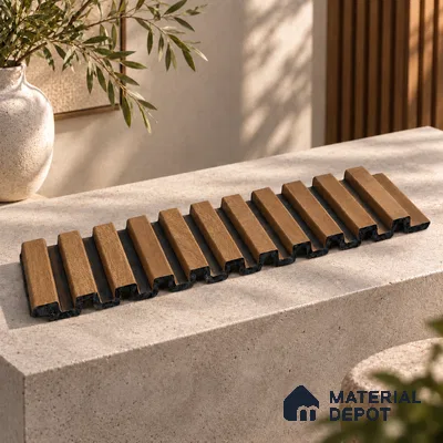 PN 07655 Wood Look Louver 8 ft x 0.83 ft Texture Finish  - 10 mm | Suitable for Feature Wall, TV Unit & Living Room