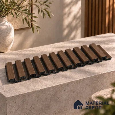 PN 07658 Wood Look Louver 8 ft x 0.83 ft Texture Finish  - 10 mm | Suitable for Feature Wall, TV Unit & Living Room