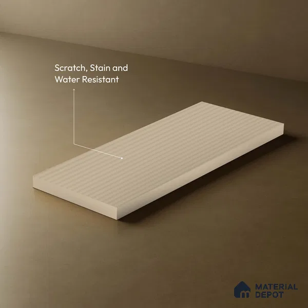 Light Beige Fluted Solid Color LM 18369 8 ft x 4 ft Texture Finish Decorative Laminate - 1.25 mm | Suitable for TV Unit,Wardrobe, Kitchen Cabinets