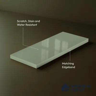 Sage Green Solid Color Acrylic Laminate LM 24628 8 ft x 4 ft High Gloss Finish - 1.5 mm | Matching Edgeband code - EB 02094 | Suitable for Living Room, Kitchen, Office