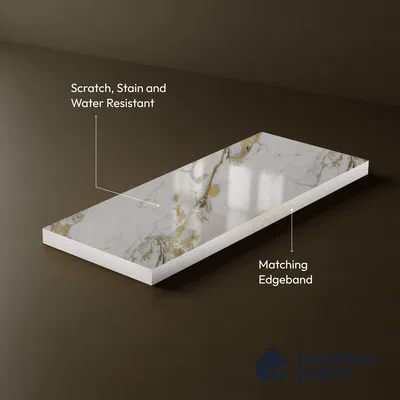 Cream Marble Acrylic Laminate LM 24632 8 ft x 4 ft High Gloss Finish - 1.5 mm | Suitable for TV Unit, Wardrobe, Cabinets