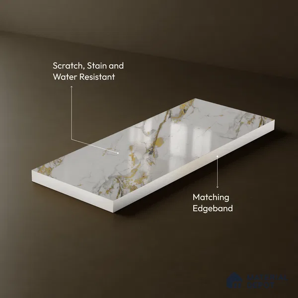 Cream Marble Acrylic Laminate LM 24632 8 ft x 4 ft High Gloss Finish - 1.5 mm | Suitable for TV Unit, Wardrobe, Cabinets
