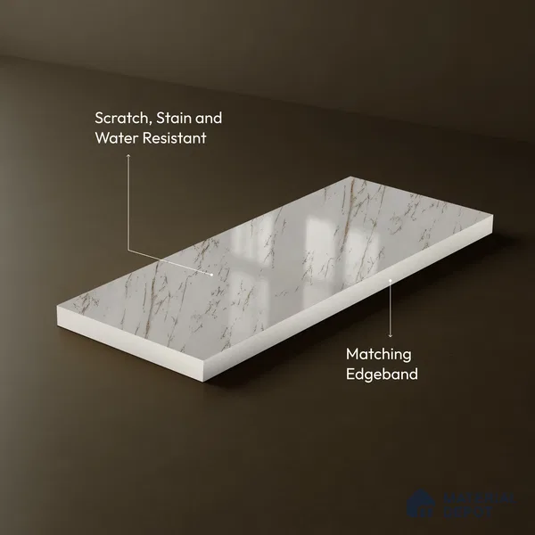 Cream Marble Acrylic Laminate LM 24634 8 ft x 4 ft High Gloss Finish - 1.5 mm | Suitable for TV Unit, Wardrobe, Cabinets