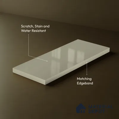 Warm Beige Solid Color Acrylic Laminate LM 24637 8 ft x 4 ft High Gloss Finish - 1.5 mm | Matching Edgeband code - EB 02097 | Suitable for Living Room, Kitchen, Office